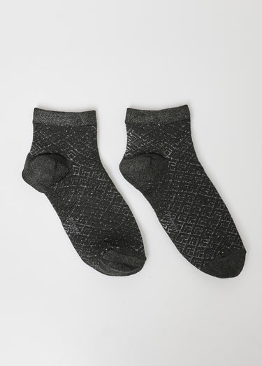 Paire de chaussettes, motif métallisé Noir
