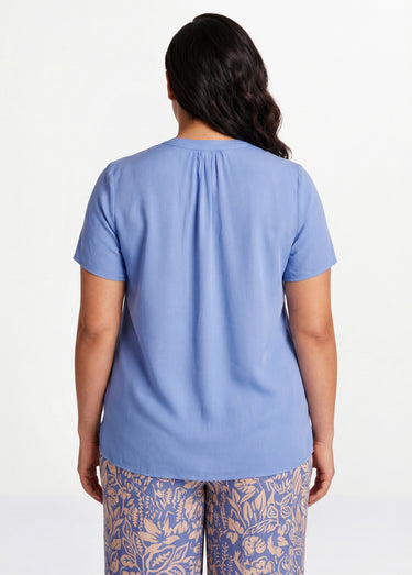 Tunique longue évasée fleurie ou unie Bleu