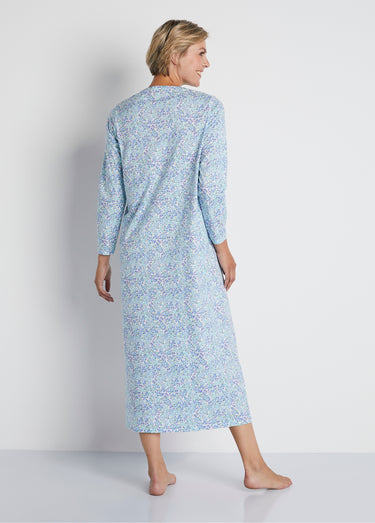 Chemise de nuit longue imprimée coton Imprime Bleu Indigo