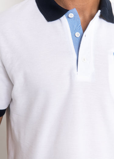 Polo manches courtes détails contrastés Blanc