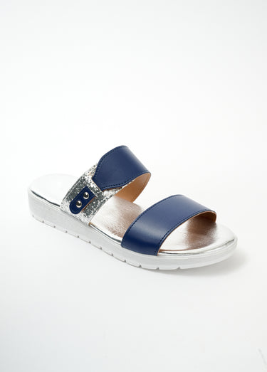 Mule pailletée largeur confort Marine