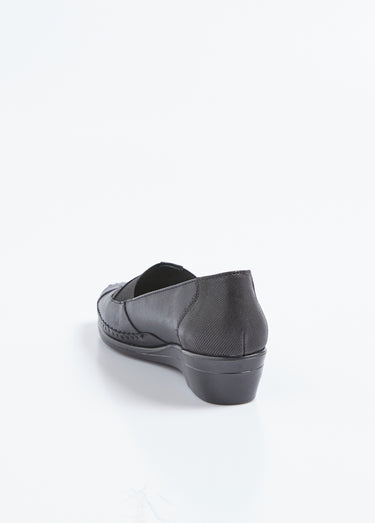 Mocassins élastiqués cuir largeur confort Noir