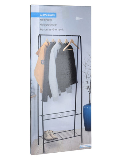 Portant à vêtements 1 barre + 2 niveaux Noir