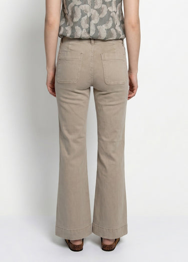 Jean flare taille haute, spécial PETITE Beige