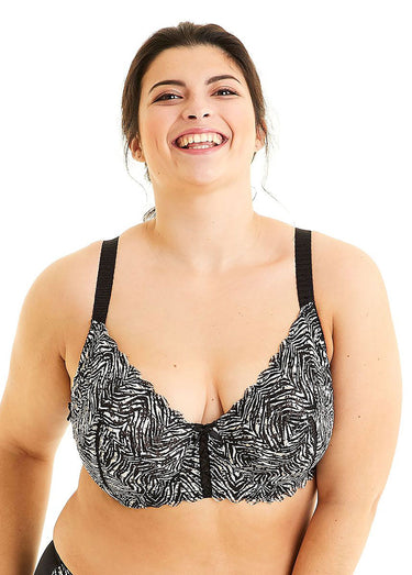Soutien-gorge armatures, imprimé fantaisie Noir/Ivoire