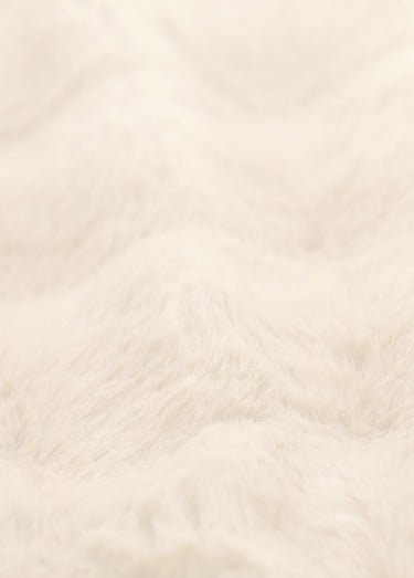 Coussin déco cotelé fausse fourrure Ivoire