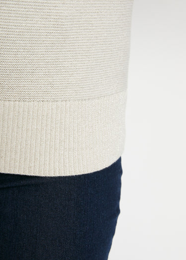 Pull maille brillante fantaisie ajourée Beige