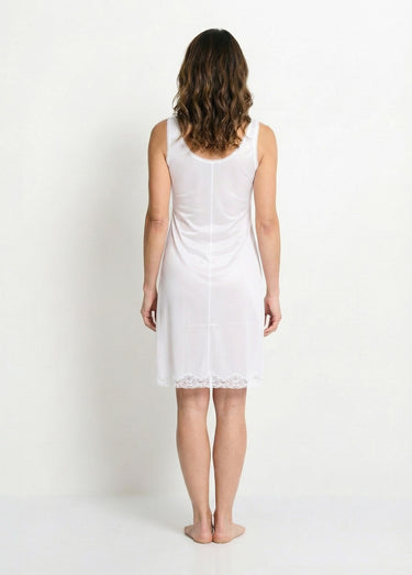 Fond de robe satiné antistatique et dentelle Blanc