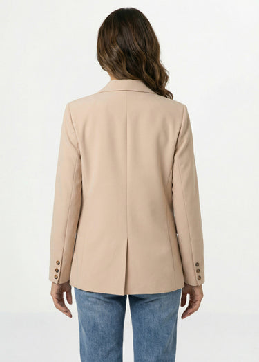 Veste blazer longue, double boutonnage Beige Rose