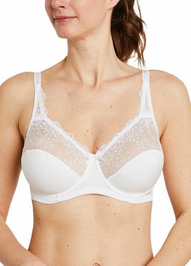 Soutien-gorge avec armatures tulle brodé Blanc