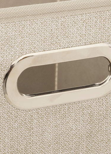 Panier rangement pliable, poignée métal Beige