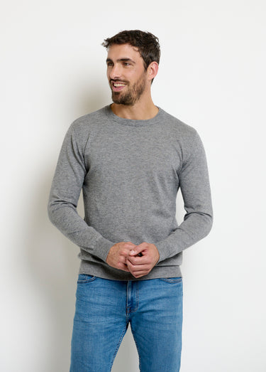 Pull col rond homme maille fine jauge Gris Chine