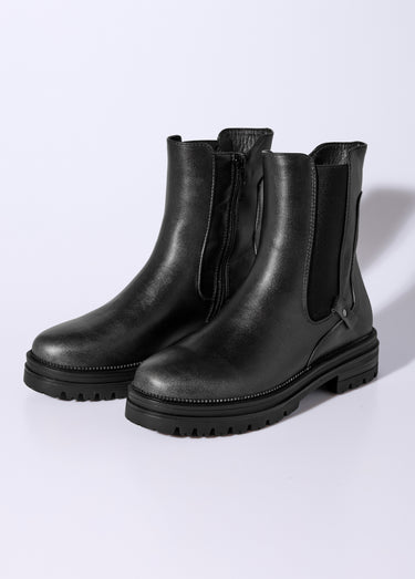 Boots Chelsea montantes semelle crantée Noir