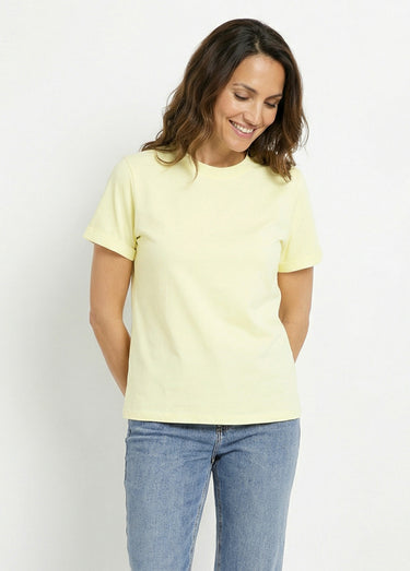 T-shirt col rond avec épaule boutonnée Jaune