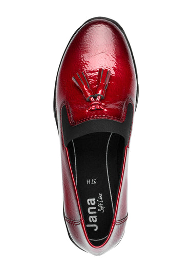 Mocassins vernis compensés à glands Bordeaux