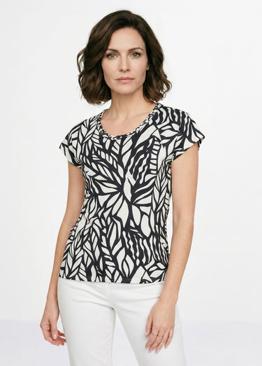 T-shirt court motif graphique Noir / Blanc