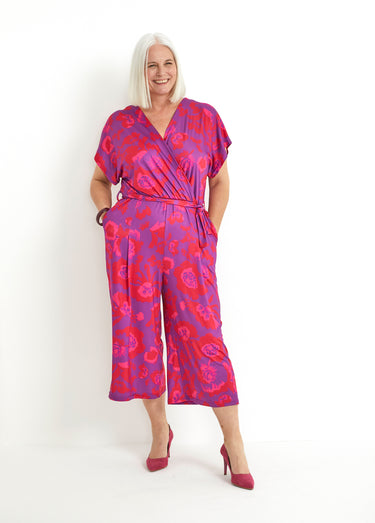 Combinaison jupe-culotte maille extensible Rose/Violet