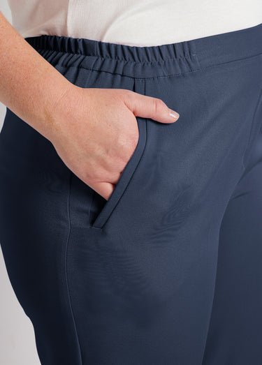 Pantalon droit taille semi-élastiquée Marine