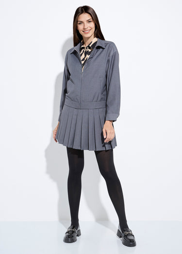Veste zippée chinée foncée Gris