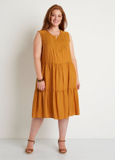 Robe sans manches courte volantée Safran