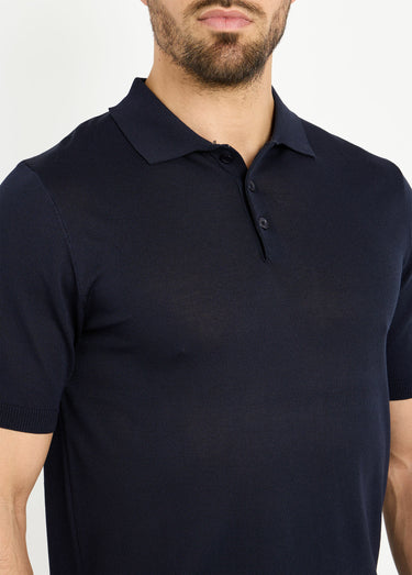 Polo en maille fine, manches courtes Marine