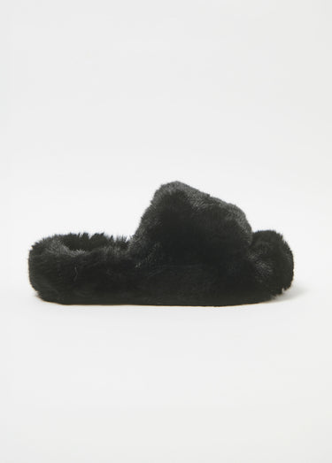 Mule tendance en fausse fourrure Noir