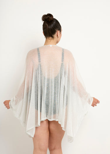 Kimono de plage maille métallisée Blanc