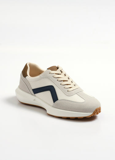 Baskets style jogger bicolore et bimatière Beige