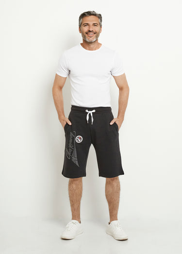 Short long en molleton avec lien à nouer Noir