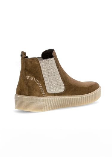 Boots Chelsea fantaisie en cuir daim Cognac