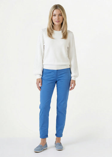 Pull en tricot manches fantaisie Blanc