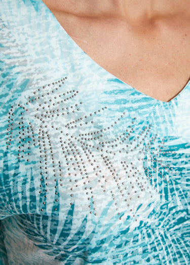 T-shirt imprimé court maille dévorée Emeraude