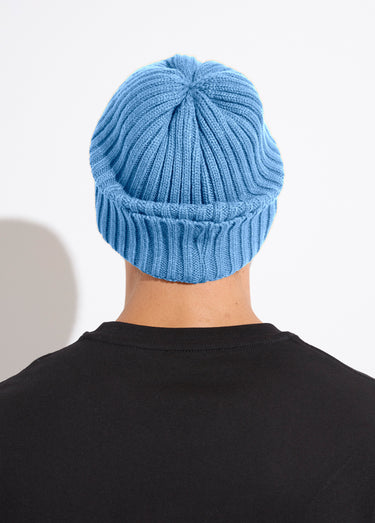 Bonnet en maille cotelée à revers Bleu Clair