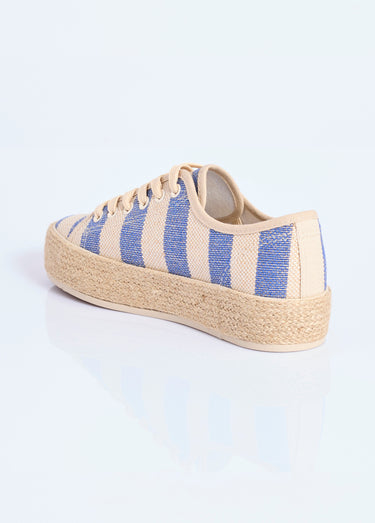 Baskets semelle plateforme façon corde Raye Bleu