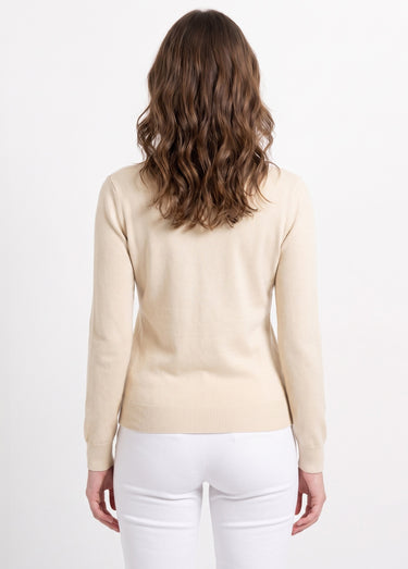 Pull laine mérinos manches longues Naturel