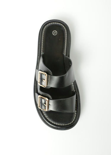 Sandales semelle compensée avec boucles Noir