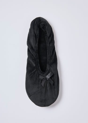 Chaussons ballerines en velours Noir