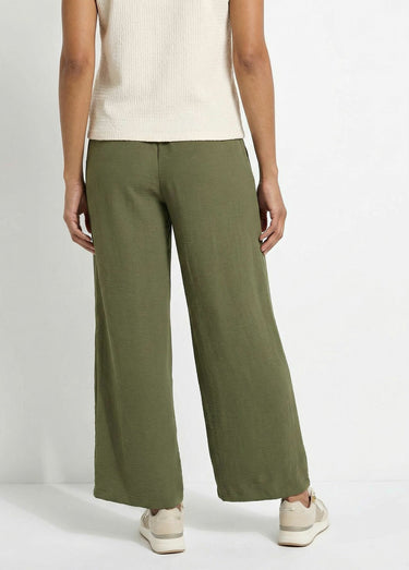 Pantalon large fluide en crêpe Kaki