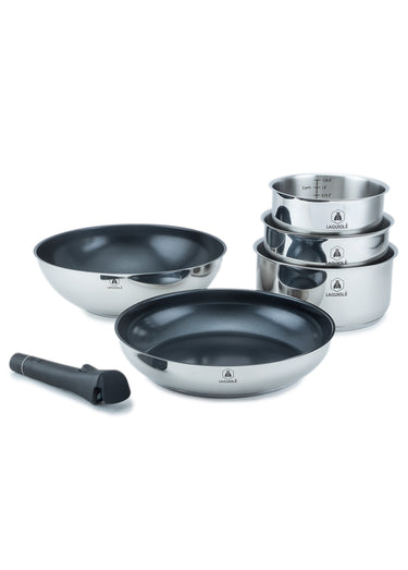 Set 6 pièces inox antiadhésif, Réactif Gris