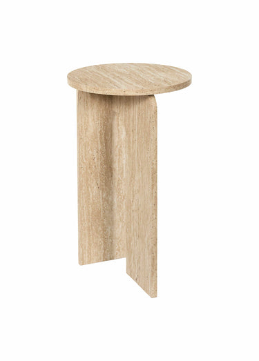 Petite table d'appoint, effet pierre Blanc/Beige