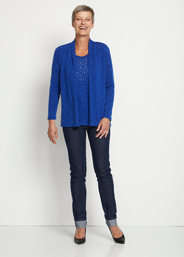 T-shirt tunique 2 en 1 strass manches longues Bleu
