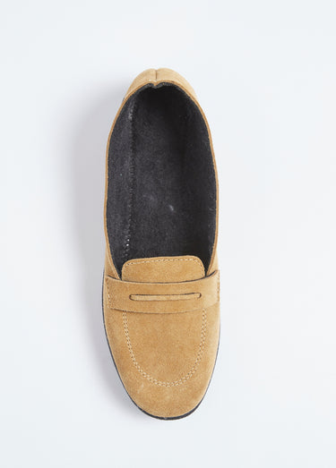 Mocassins compensés souples cuir velours Camel