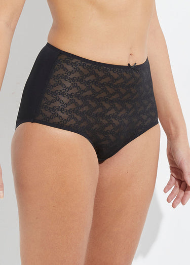 Culotte midi taille normale maille fantaisie Noir