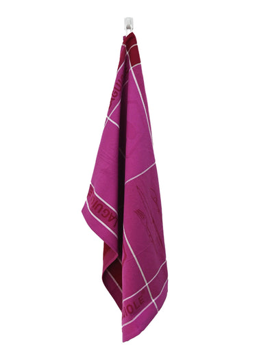 Lot de 3 torchons jacquard assortis, Tartans 2M Mauve