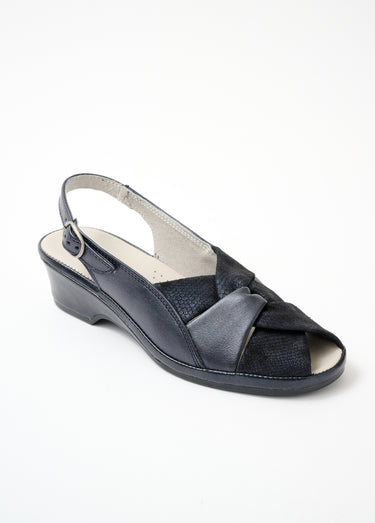 Sandales ouvertes cuir largeur confort Marine