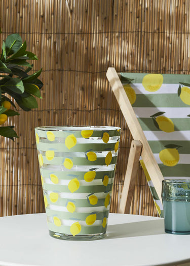 Bougie parfum citronnelle en verre, 23cm Citron rayé