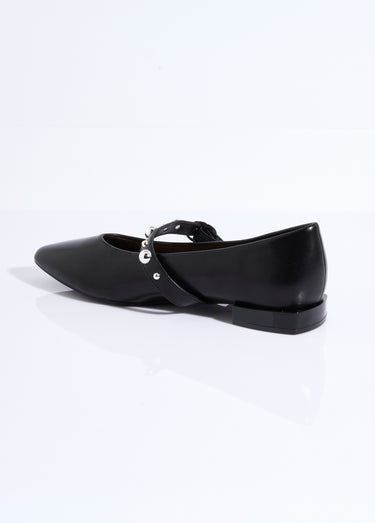Ballerines pointues à rivets, style rock Noir