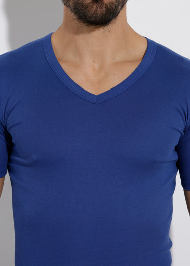 T-shirt col V coton - lot de 3 Indigo Lot3