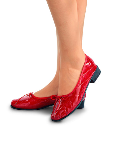 Ballerines vegan largeur standard Vernis Rouge