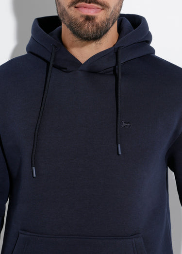 Sweat molleton à capuche poche kangourou Marine